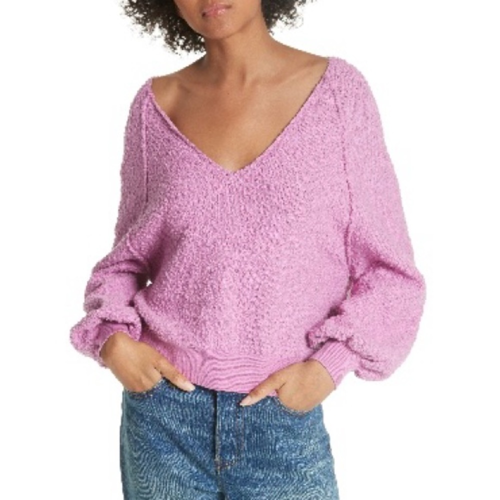 Free people boule sweater in pink/purple.